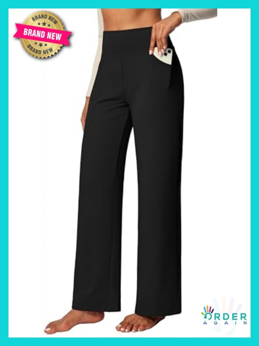 Wide Leg Yoga Pants with Pockets High Waist Tummy Control Stretch Pull On